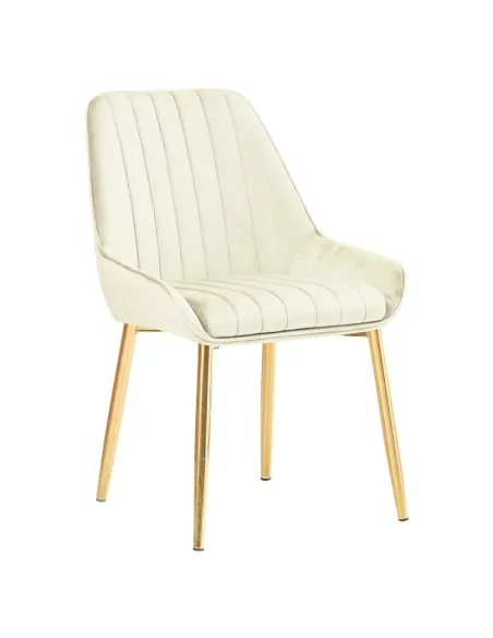 Scaun PERLIA dining, 56x62x89 cm, catifea bej/metal auriu | MobilaOK