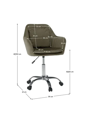 Scaun de birou KLIAN, birou, 59x61x87/101 cm, catifea velvet/crom | MobilaOK