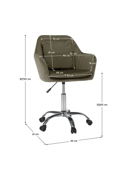Scaun de birou KLIAN, birou, 59x61x87/101 cm, catifea velvet/crom | MobilaOK