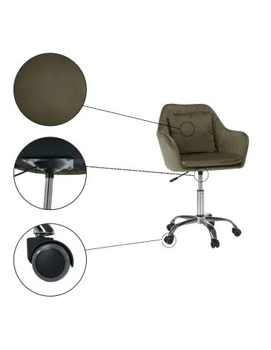 Scaun de birou KLIAN, birou, 59x61x87/101 cm, catifea velvet/crom | MobilaOK