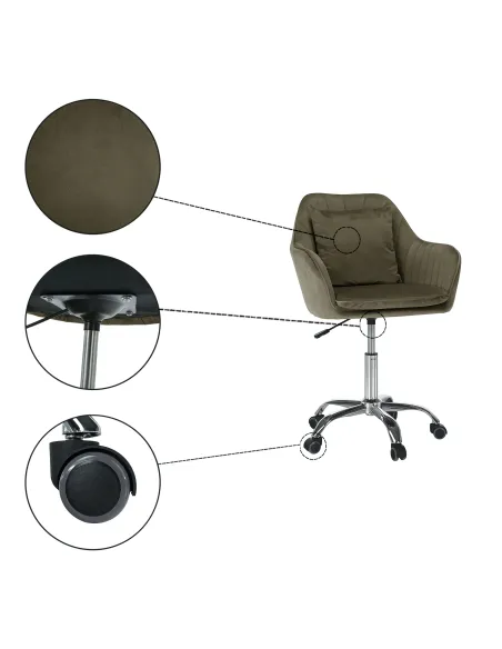 Scaun de birou KLIAN, birou, 59x61x87/101 cm, catifea velvet/crom | MobilaOK