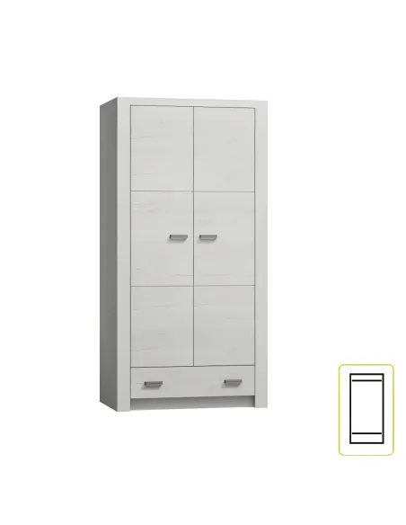 Dulap INFINITY I-01 pentru dormitor/living, 96x192x58 cm, PAL melaminat frasin alb | MobilaOK