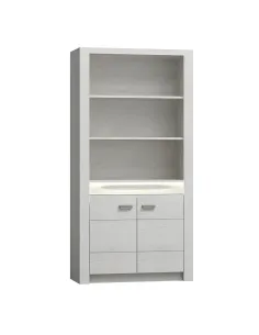 Vitrină INFINITY I-05 pentru living/hol, 96x192x42 cm, PAL melaminat frasin alb | MobilaOK