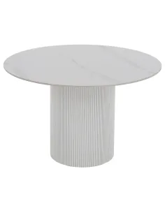 Masă de sufragerie KONDELA, rotundă, Ø 120 cm, blat piatră şlefuită/MDF | MobilaOK