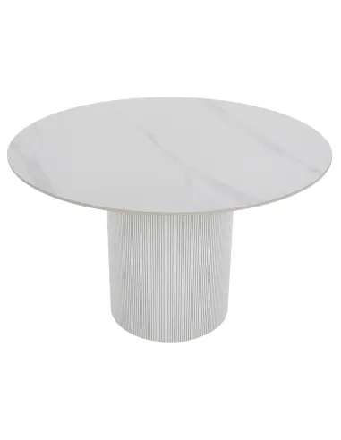Masă de sufragerie KONDELA, rotundă, Ø 120 cm, blat piatră şlefuită/MDF | MobilaOK