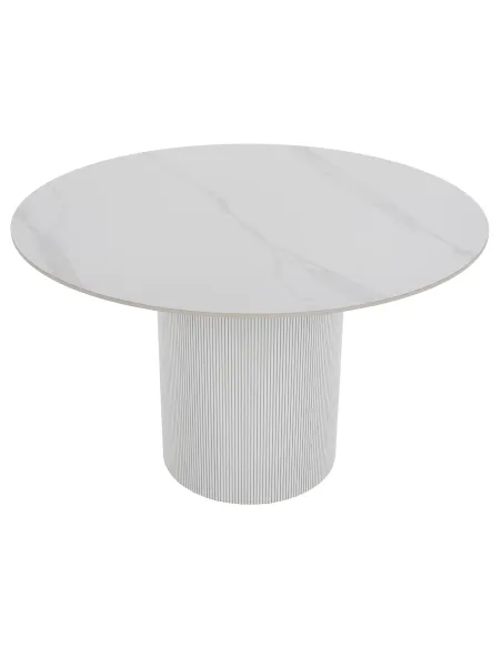 Masă de sufragerie KONDELA, rotundă, Ø 120 cm, blat piatră şlefuită/MDF | MobilaOK
