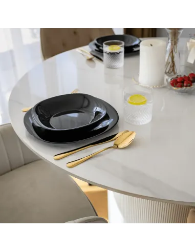 Masă de sufragerie KONDELA, rotundă, Ø 120 cm, blat piatră şlefuită/MDF | MobilaOK
