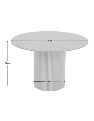 Masă de sufragerie KONDELA, rotundă, Ø 120 cm, blat piatră şlefuită/MDF | MobilaOK
