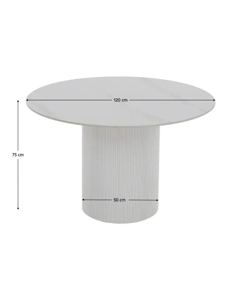 Masă de sufragerie KONDELA, rotundă, Ø 120 cm, blat piatră şlefuită/MDF | MobilaOK