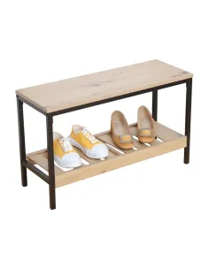 Pantofar REST, stejar/negru, 70x26x42 cm, PAL melaminat | MobilaOK