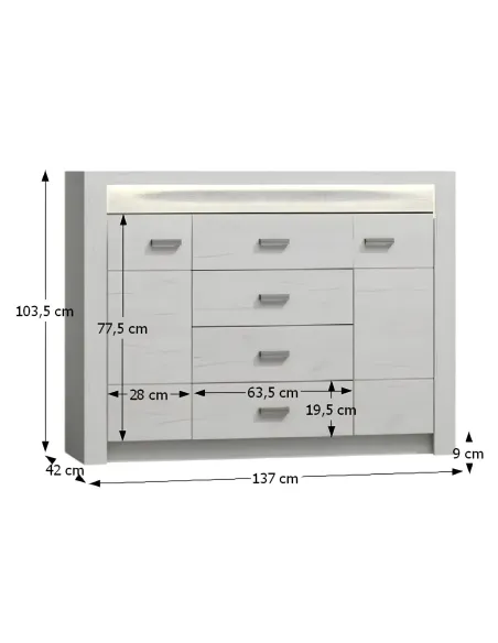 Comodă INFINITY 07 pentru living sau dormitor, 137x42x103.5 cm, PAL melaminat | MobilaOK