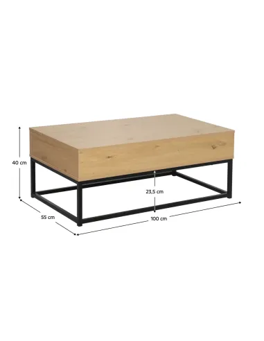 Măsuță de cafea LIVINA, living, 100x55x40 cm, PAL melaminat și metal | MobilaOK