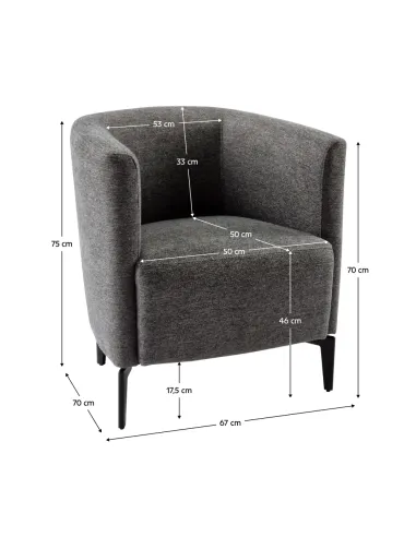 Fotoliu KAPY, living/birou, 67x70x75 cm, tesatura Matana, picioare metal | MobilaOK