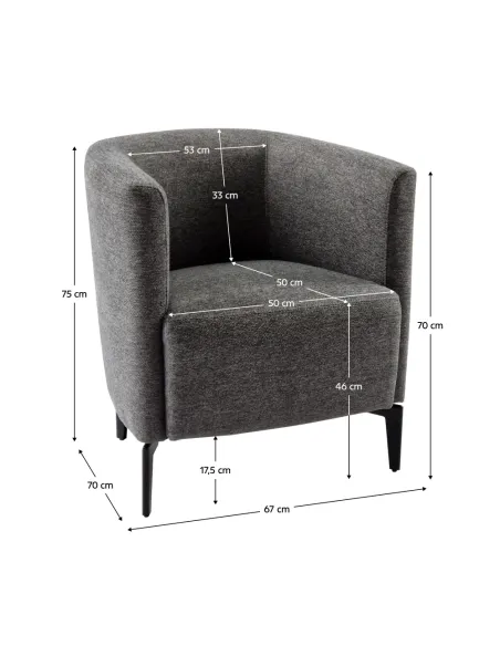 Fotoliu KAPY, living/birou, 67x70x75 cm, tesatura Matana, picioare metal | MobilaOK