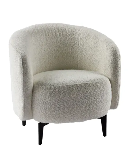 Fotoliu PRESO, living/birou, 75x68x76 cm, Tapițerie Bouclé, picioare metal | MobilaOK