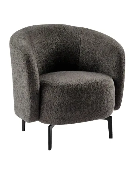 Fotoliu PRESO, living, 75x68x76 cm, tapițerie Bouclé + metal | MobilaOK