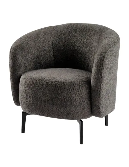 Fotoliu PRESO, living, 75x68x76 cm, tapițerie Bouclé + metal | MobilaOK