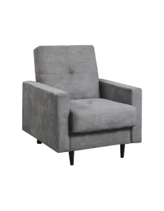 Fotoliu VALDO pentru living, 78x93x99 cm, textil gri, picioare metalice | MobilaOK
