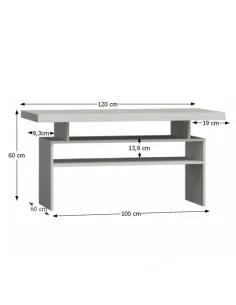 Măsuță cafea INFINITY I-13 living 120x60x60 cm PAL melaminat frasin alb | MobilaOK 2