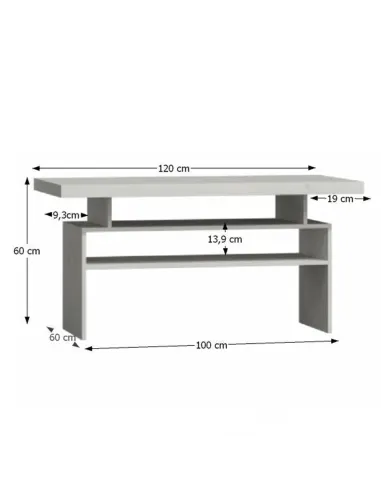 Măsuță cafea INFINITY I-13 living 120x60x60 cm PAL melaminat frasin alb | MobilaOK