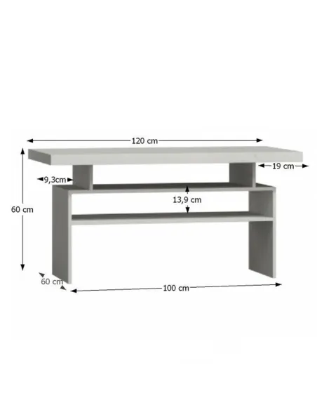 Măsuță cafea INFINITY I-13 living 120x60x60 cm PAL melaminat frasin alb | MobilaOK