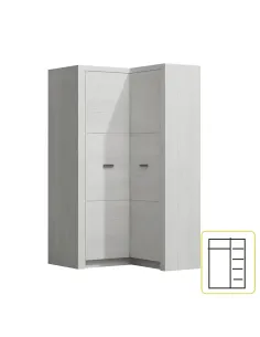 Dulap de colț INFINITY I-14 pentru dormitor/hol 90/106x192x58/42 cm PAL melaminat frasin alb | MobilaOK