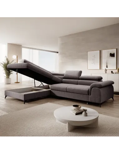 Canapea extensibilă PONY ROH, living, 275x205 cm, Whisper 05, picioare metal | MobilaOK