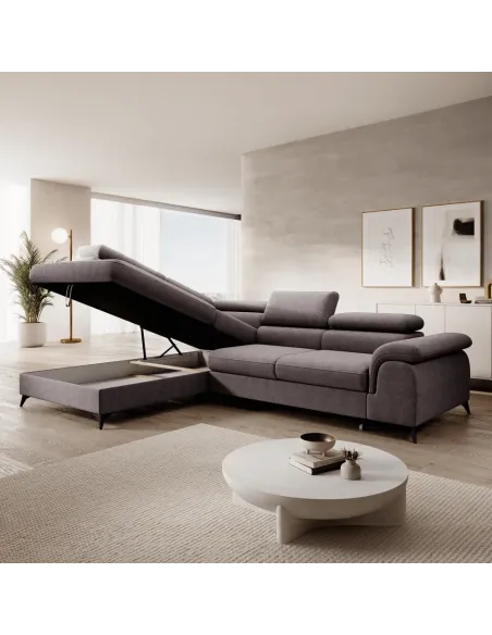 Canapea extensibilă PONY ROH, living, 275x205 cm, Whisper 05, picioare metal | MobilaOK