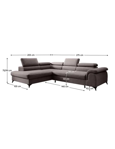 Canapea extensibilă PONY ROH, living, 275x205 cm, Whisper 05, picioare metal | MobilaOK