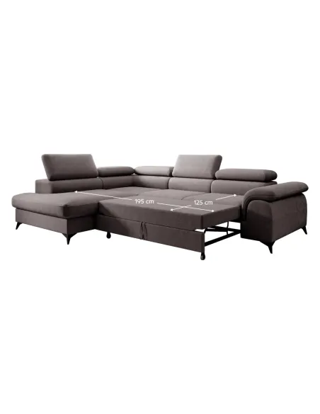 Canapea extensibilă PONY ROH, living, 275x205 cm, Whisper 05, picioare metal | MobilaOK