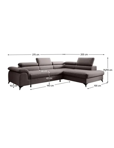Canapea extensibilă PONY ROH, living, 275x205 cm, Whisper 100k cicluri | MobilaOK