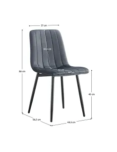 Scaun RAMITA, living/birou, 44.5x56.5x86 cm, Velvet gri închis, structură metalică | MobilaOK 2