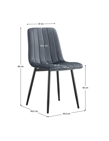 Scaun RAMITA, living/birou, 44.5x56.5x86 cm, Velvet gri închis, structură metalică | MobilaOK