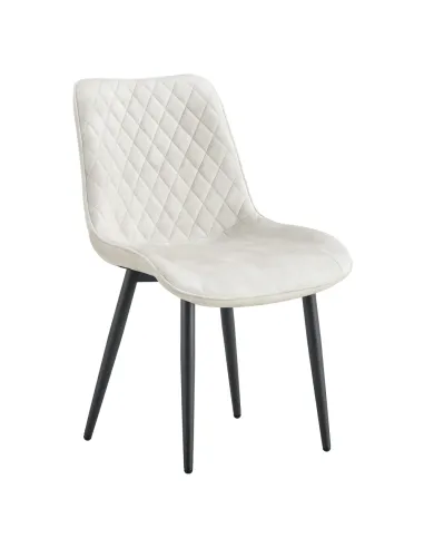 Scaun Dining ZAINA, sufragerie, 50x53x84 cm, catifea crem, picioare metal | MobilaOK