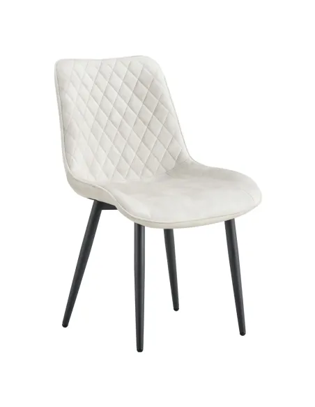 Scaun Dining ZAINA, sufragerie, 50x53x84 cm, catifea crem, picioare metal | MobilaOK