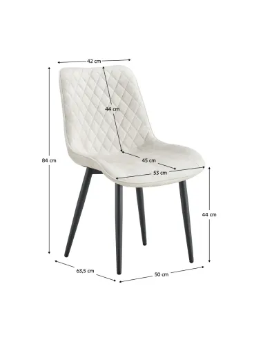 Scaun Dining ZAINA, sufragerie, 50x53x84 cm, catifea crem, picioare metal | MobilaOK