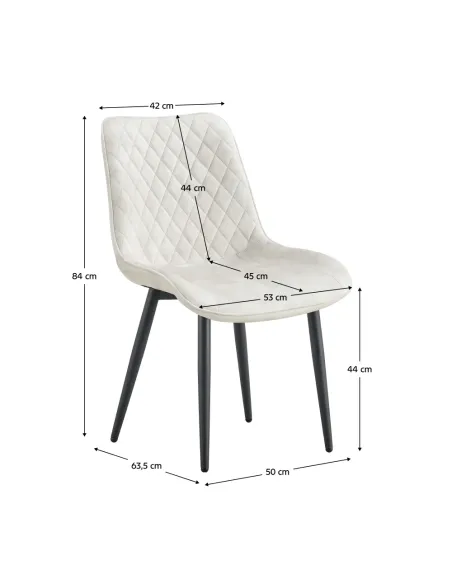 Scaun Dining ZAINA, sufragerie, 50x53x84 cm, catifea crem, picioare metal | MobilaOK