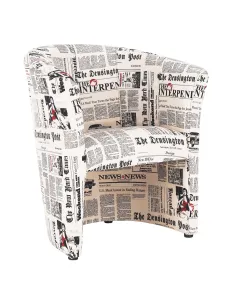 Fotoliu CUBA, living/birou, 65x77x60 cm, textil motiv ziare | MobilaOK
