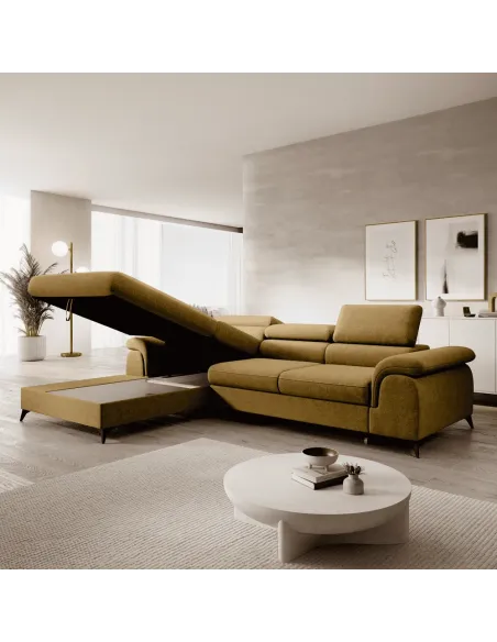 Canapea extensibilă HORTY ROH, living, 275x205 cm, Whisper 10, picioare metal | MobilaOK