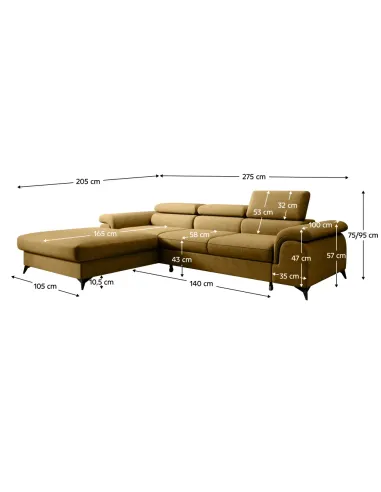 Canapea extensibilă HORTY ROH, living, 275x205 cm, Whisper 10, picioare metal | MobilaOK