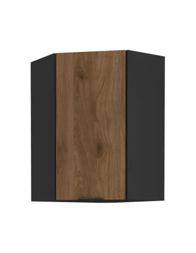 Dulap de colţ superior, nuc okapi/negru, MENZO 60x60 GN-90 1F | MobilaOK