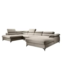 Canapea Extensibilă POLY ROH U pentru Living, 350x205 cm, Tesatură Whisper Bej | MobilaOK