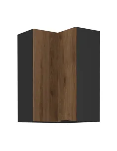 Dulap de colţ superior, nuc okapi/negru, MENZO 60x60 GN-90 2F | MobilaOK