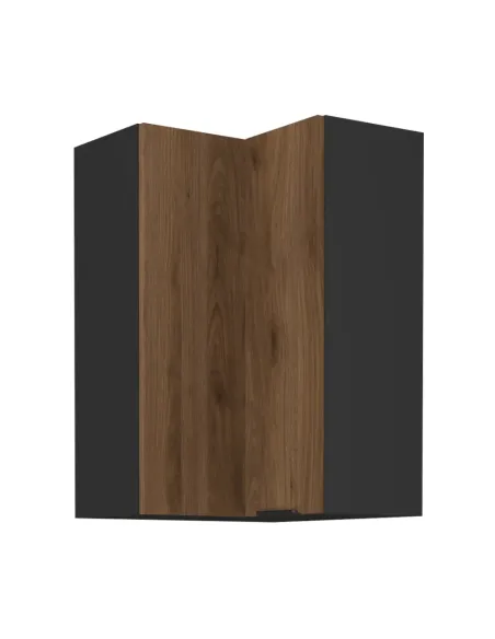 Dulap de colţ superior, nuc okapi/negru, MENZO 60x60 GN-90 2F | MobilaOK