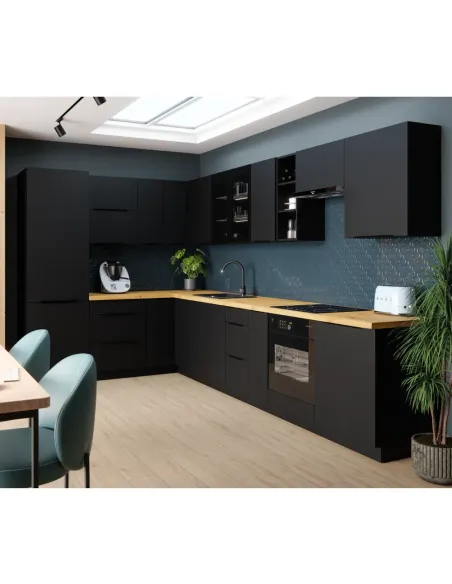 Dulap de colţ superior, negru, SIBER 60x60 GN-90 1F | MobilaOK