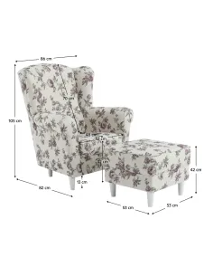 Fotoliu ASTRID, living, 86x105x82 cm, material textil, picioare lemn | MobilaOK 2