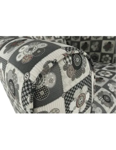 Fotoliu ASTRID cu taburet, living/dormitor, 86x105x82 cm, material textil patchwork, picioare lemn fag | MobilaOK