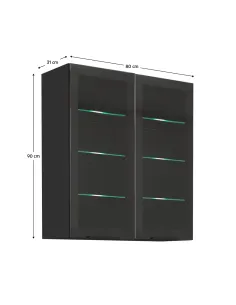 Dulap Superior (corp suspendat), ARAKA/MENZO/SIBER, dormitor/living, 80x31x90 cm, PAL melaminat și sticlă | MobilaOK 2
