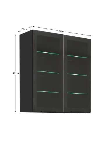 Dulap Superior (corp suspendat), ARAKA/MENZO/SIBER, dormitor/living, 80x31x90 cm, PAL melaminat și sticlă | MobilaOK