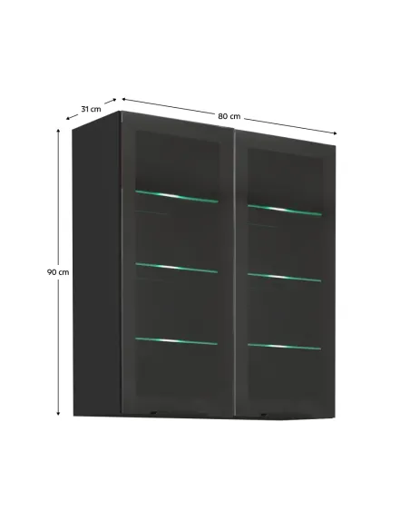 Dulap Superior (corp suspendat), ARAKA/MENZO/SIBER, dormitor/living, 80x31x90 cm, PAL melaminat și sticlă | MobilaOK